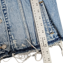 Womens Levi's Denim Trucker Jacket Embroidered Palm Trees Distressed Small image 11