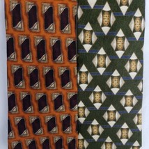 Classic Silk Tie Lot 2 Geometric Designer Oscar de la Renta Zylos Mens Neckwear - £11.69 GBP