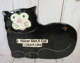Black Cat Handmade Wall Plaque Smoky Mt. Pottery Whimsy 8.5&quot; x 6&quot;. - £10.26 GBP