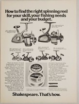 1976 Print Ad Shakespeare Spinning Fishing Reels 6 Models Shown Columbia,SC - $11.68