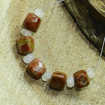 Red Jasper Faceted Cube Rose Quartz Beads Briolette Natural Loose Gemstone - £4.42 GBP