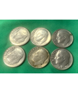 6 Rare Sue Roosevelt Dimes-1973/74/75/76/77/78 - $13.56