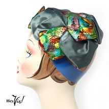 Vintage 50s Dressy Cocktail Hat - Gold Thread Brocade and Green Satin - ... - £22.01 GBP