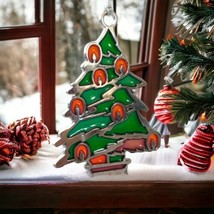 Russ Berrie Christmas Tree Ornament Translucent Stained Glass Holiday Ac... - $14.84