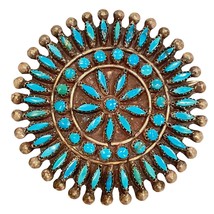 Vintage Zuni Petit Point Cluster Pin Brooch Turquoise Sterling Native Am... - £460.54 GBP
