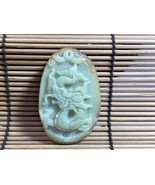 Dragon Jade Green Yellow Red Carved Pendant Good Luck Cloth Cord Certified - £38.69 GBP