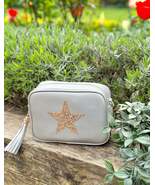 Pale Grey Cross Body Handbag with Gold Star - $70.06 CAD