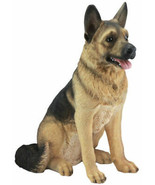 Large Lifelike Realistic German Shepherd Dog Statue With Glass Eyes 21.25&quot;H - £211.08 GBP