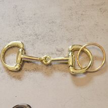 Eggbutt Horse Bit Bag Charm - Gold Equestrian Keychain - $14.85