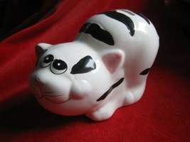 Cute Black &amp; White Striped Kitty Cat Bank - £6.07 GBP