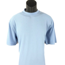 Log-in Uomo Dressy T-Shirt Sky Blue for Men Crew Neck Ribbed Corded Size Small - £25.17 GBP