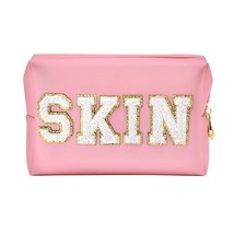 Chenille Letter Preppy  Makeup Bag Cosmetic Pouch Waterproof Zipper Skincare Toi - £51.13 GBP