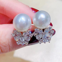 Exquisite Shining Trendy Stud Earrings Baroque Imitation Pearl Zircon Stud Earri - £7.98 GBP