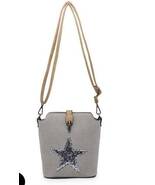 Cross Body Canvas Star Bag- Light Grey - $39.55