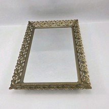 VTG Dresser Mirror Perfume Tray Gold Tone Metal Filigree Rectangle Vanit... - $708.69 MXN