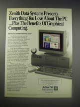 1990 Zenith Data Systems Z-386/33E Computer Ad - £14.60 GBP