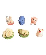 Lot of 6 Mini Pig Figurines 3 resin pigs (2-Enesco) 2 Ceramic 1 Shell 1&quot;... - £10.19 GBP