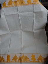 Cream Embroidered Mosques Linen Cotton Tea Towel - $14.28
