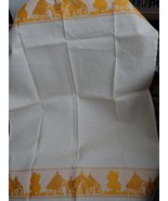 Cream Embroidered Mosques Linen Cotton Tea Towel - $14.28