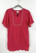 Old Navy Girls Boho Dress Size XL (14) Faded Red Tie Neck Eyelet Layered Cotton - $13.86