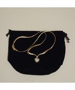 Vintage A&amp;S Attwood &amp; Sawyer Rhinestone Crystal Heart Gold Tone V Neckla... - €118,87 EUR