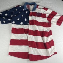 Rustlers Rooste Men Shirt 2XL American flag Vintage Red White Blue Butto... - $23.15
