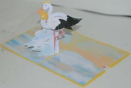 Lovepop LP2078 Stork Pop Up Slide Out Note Card White Envelope Cellophane Wrap image 3