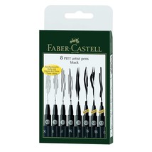 Bas Coût Pack De 8 Faber Castell Artiste Stylos Set Black Ink Assorti Neuf Sizes - £22.94 GBP