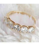 5 Simulated Diamonds 2Ct Wedding Anniversary Ring 14k Yellow Gold Plated... - £79.12 GBP