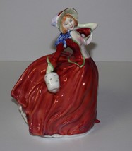 Royal Doulton Autumn Breezes 7.5” Victorian Lady in Red Dress Figurine H... - $34.95