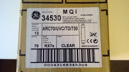 GE Metal Halide Lamps ARC 70/UVC/TD/730 Box of 12 70W RX7s base Clear dbl binded - $36.59