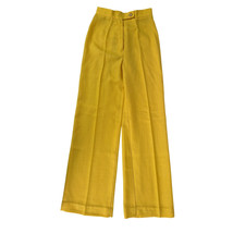 Vtg 1970s-80s Junior House Bright Yellow Linen Trousers Wide Leg Pants W... - $60.59