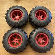 K&#39;nex Big Red Tire Huge Jumbo Wheel Monster Truck Set of 4 Rare Hard to ... - $10.80