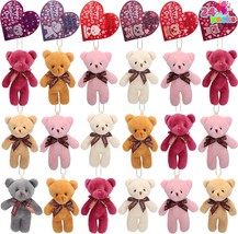 24 Packs Valentine&#39;s Day Heart Cards with Plush Toy Party Favors Mini Stuffed An - £35.35 GBP