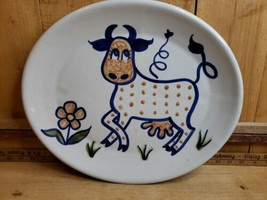 M A Hadley Design Louisville Stoneware Polka Dot Cow Large Oval Platter 13x15.5&quot; - £134.52 GBP