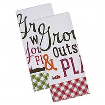 Kitchen Towels set 2 Design Imports Grow Printed Dishtowels 100% Cotton - $13.86