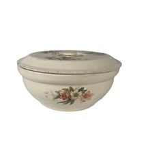 Vintage PCP Co Oven Proof LIdded Bowl Dish Orange Floral F41 Made in USA - £16.61 GBP