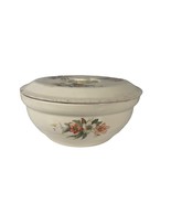Vintage PCP Co Oven Proof LIdded Bowl Dish Orange Floral F41 Made in USA - £16.46 GBP