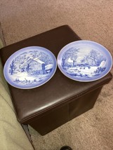 VTG Currier &amp; Ives The Farmer Home Winter &quot; &amp; “Old Homestead In Winter”  Plates. - £11.10 GBP
