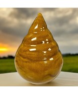 Vintage 9” Pottery Art Golden Drip Glaze Sea Shell Cone VASE? Signed Pie... - $85.71 CAD