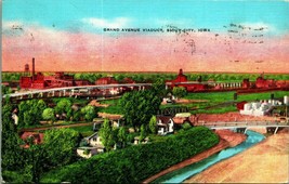 Grand Avenue Viaduct Sioux City Iowa IA Linen Postcard - £2.91 GBP