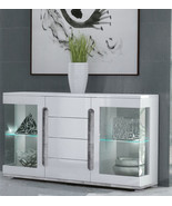 White High Gloss And Grey Glass Door Sideboard - £387.48 GBP