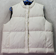 Gap Puffer Vest Womens Large White Down Fleece Lined Sleeveless Pockets Full Zip - £21.70 GBP