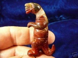 (Y-DIN-TY-552) Red Dino T-REX Tyrannosaurus Dinosaur Gemstone Carving Figurine - £11.19 GBP