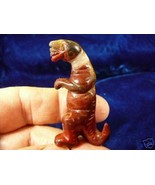 (Y-DIN-TY-552) RED dino T-REX Tyrannosaurus DINOSAUR gemstone carving FI... - $14.01