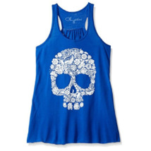 Clementine Womens Floral Skull Graphic Racerback Tank Top - $14.00