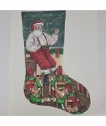 Handpainted Needlepoint Canvas Liz Goodrick Dillon XMAS Stocking Santa 2... - $650.00