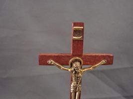 Miniature 4.25&quot; Gold Tone Metal Crucifix ~ Sacred Heart Southern Missions - $11.99