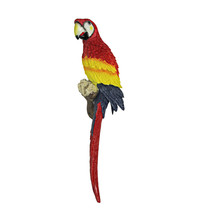 18 Inch Resin Scarlet Macaw Parrot Wall Sculpture Tropical Bird Home Decor Art - £31.00 GBP