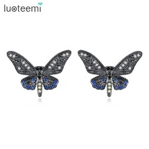 LUOTEEMI Delicate Tiny Clear Cubic Zircons MiPaved Shining Insect Butterfly Stud - £15.85 GBP